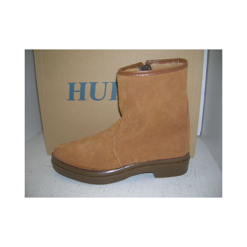 Bota media caña serraje cremallera piso