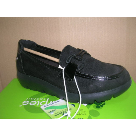 Mokasin mujer ante trabilla F charol