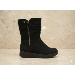 Bota cuña antelina dos cremalleras