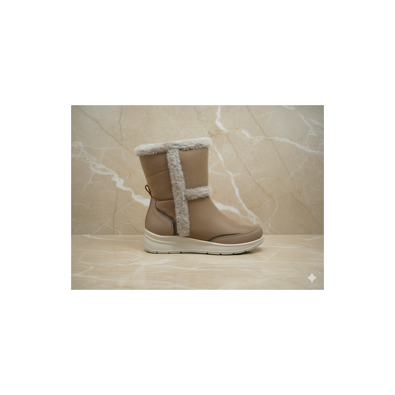 Bota cuña antelina tiras pelo filo