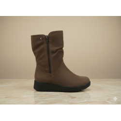 Bota cuña antelina dos cremalleras