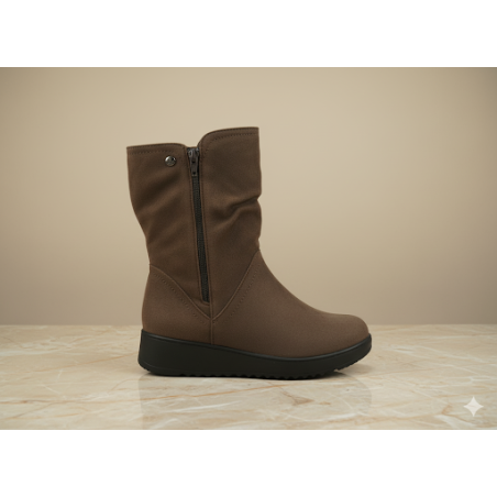 Bota cuña antelina dos cremalleras