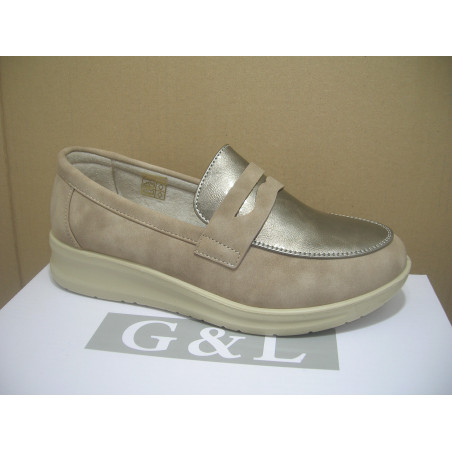 Mocasin mujer pala oro antifaz