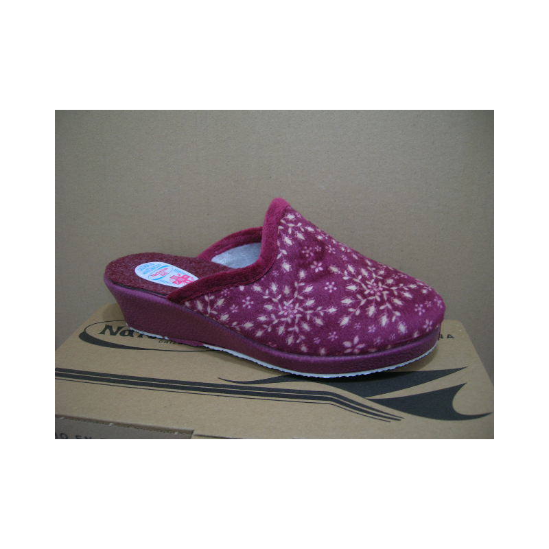 Zueco mujer terciopelo estampado flores