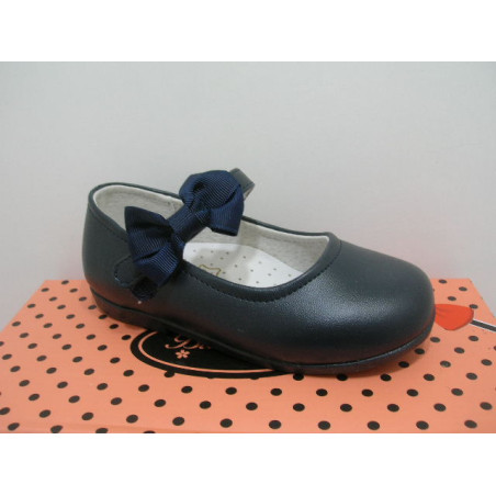 Merceditas piel tira velcro moña raso