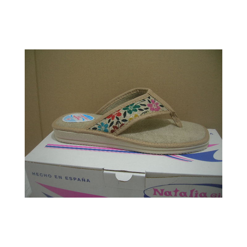 Chancla mujer micro dedo  estapado flor