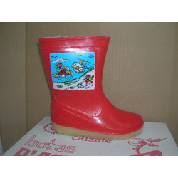 Bota  agua niño roja caña dibujos lado