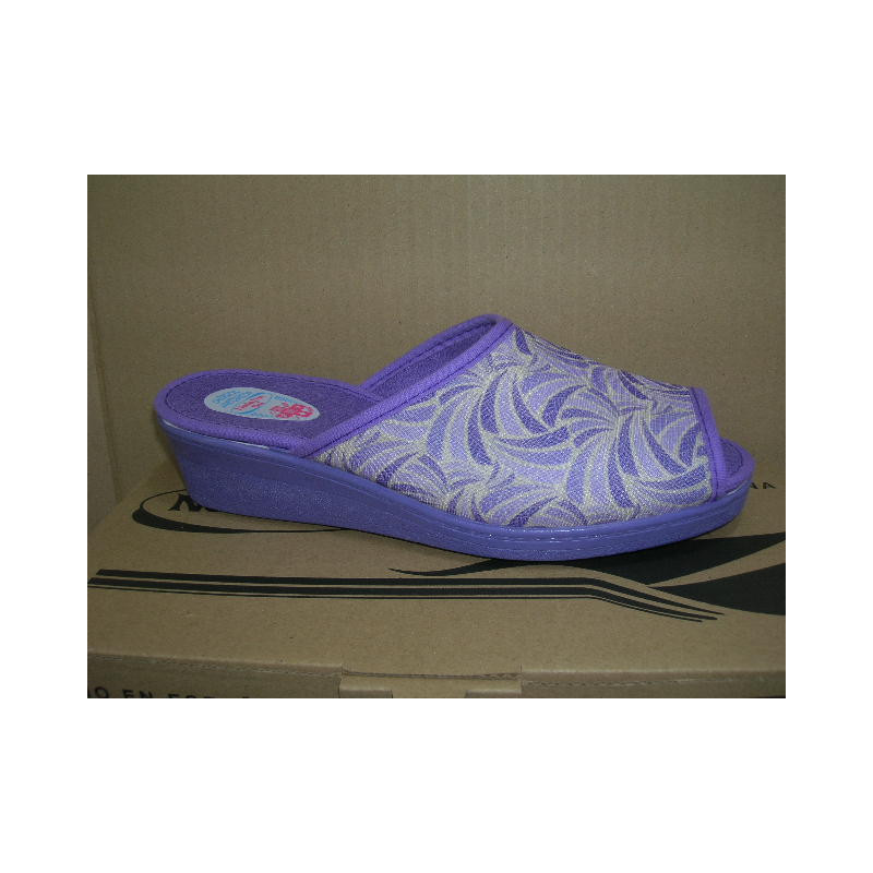 Chancla cuña mujer lona estampada entrel