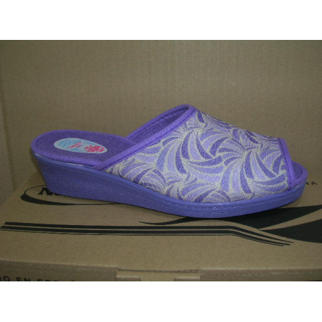 Chancla cuña mujer lona estampada entrel