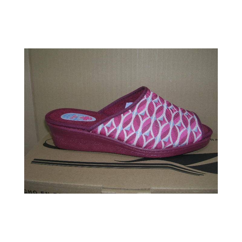 Chancla cuña mujer lona estampada rombos