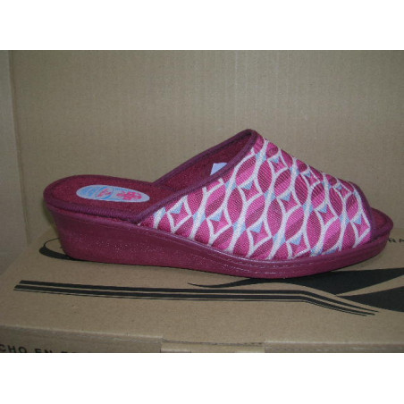 Chancla cuña mujer lona estampada rombos