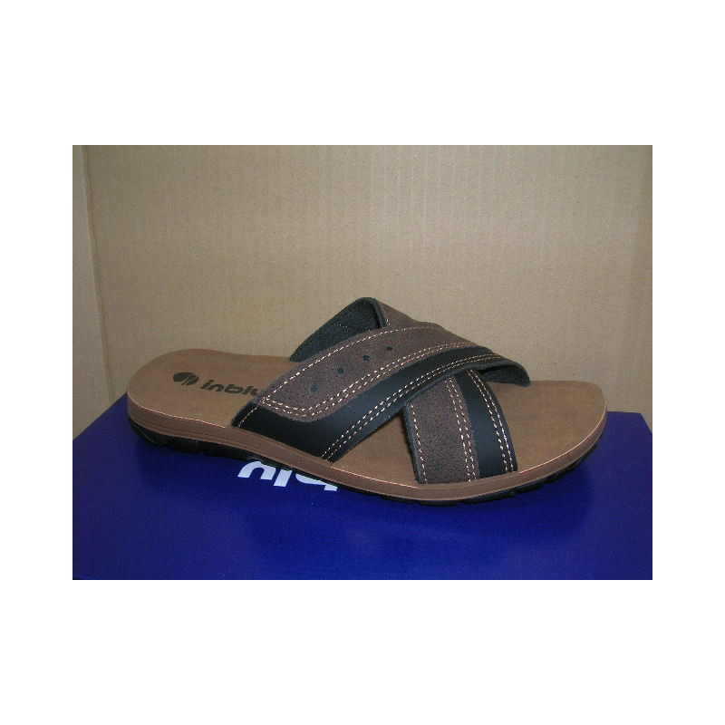 Chancla hombre piel tiras cruz