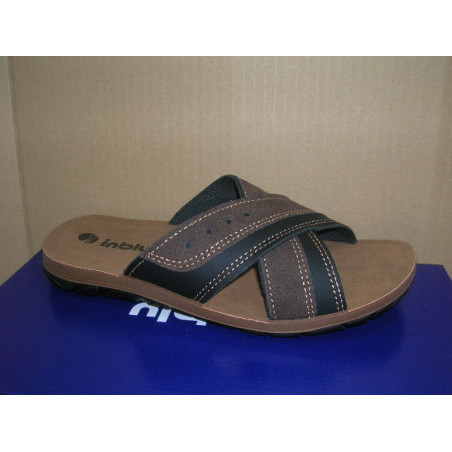 Chancla hombre piel tiras cruz