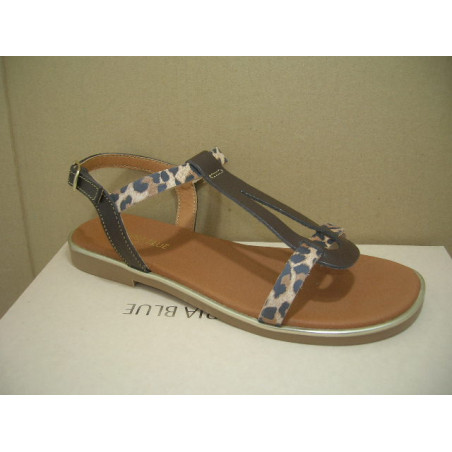 Sand mujer  plana  tira leopardo 1 marro