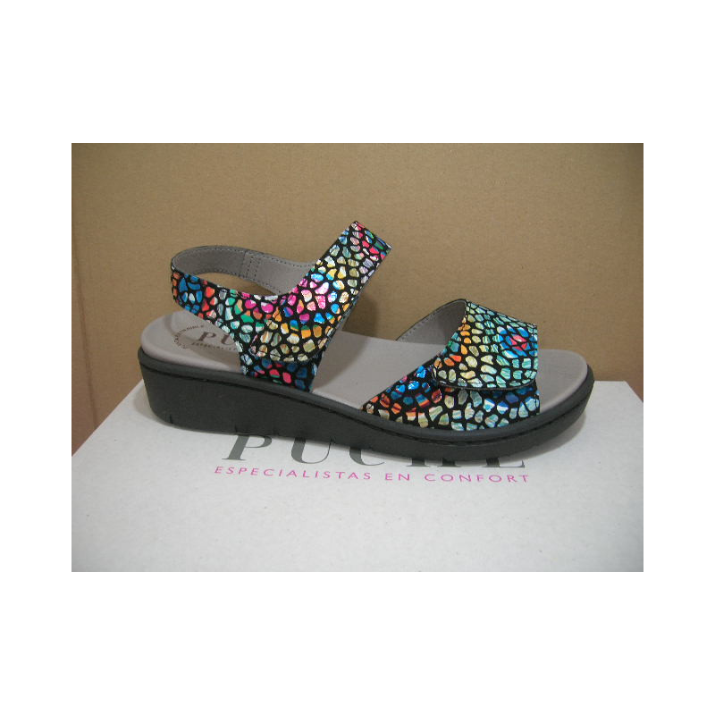 Sand cuña dos velcros estampada colorine