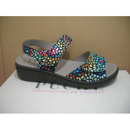 Sand cuña dos velcros estampada colorine