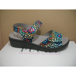 Sand cuña dos velcros estampada colorine