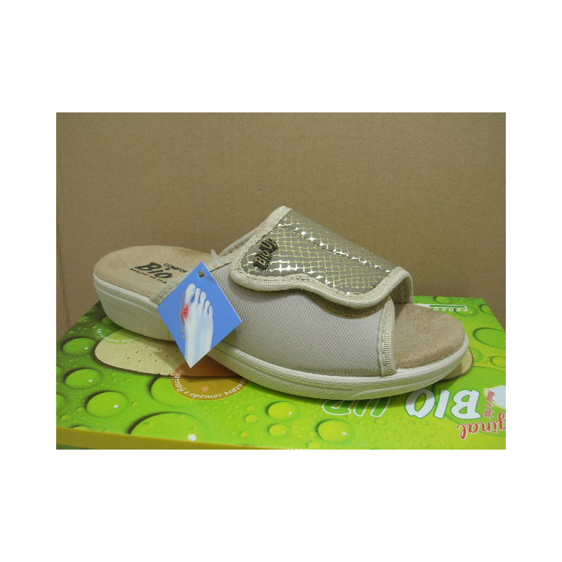 Chancla mujer licra brillo 1 velcro anch
