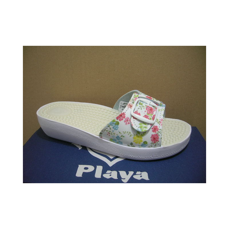 Chancla mujer  hebilla estapada flores