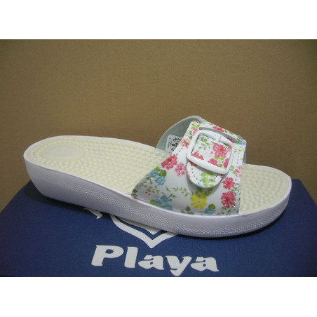 Chancla mujer  hebilla estapada flores