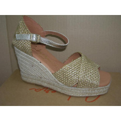 Ztilla yute cuña Sandalia 2 tiras rafia