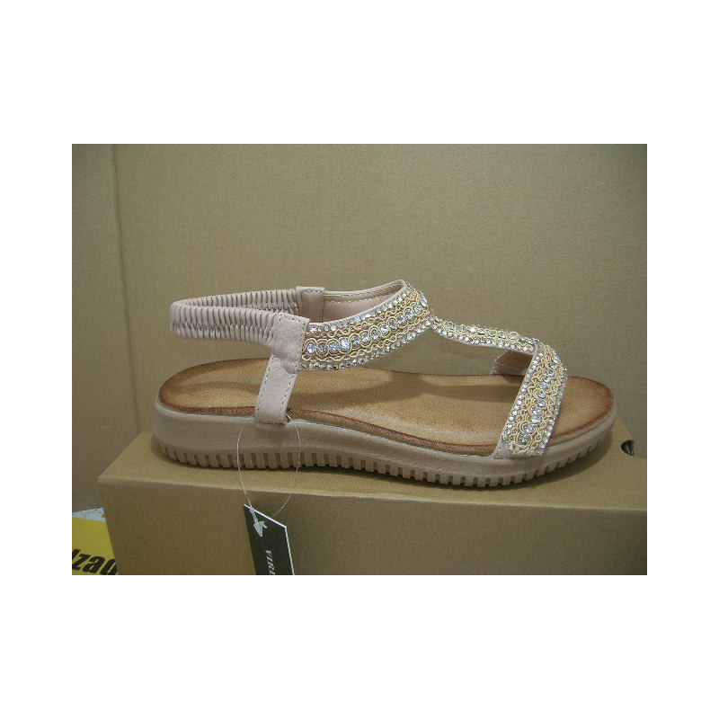 Sand plana mujer elast talon pedreria