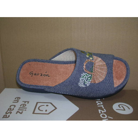 Chancla plana canasto flores   sarga