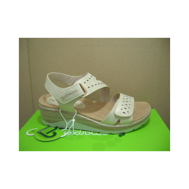 Sand mujer cuña tiras caladas velcros