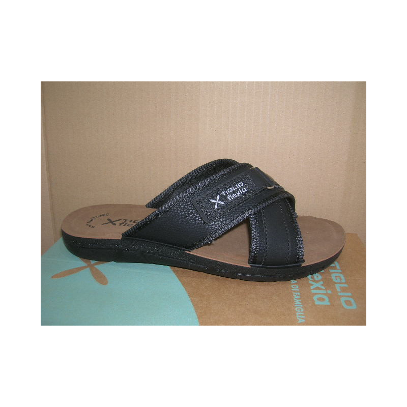 Chancla hombre napa grabada 1 velcro Tii
