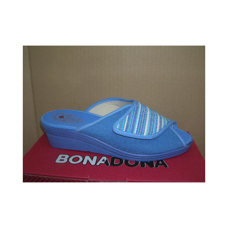 Chancla cuña alta 1 velcro tela trento