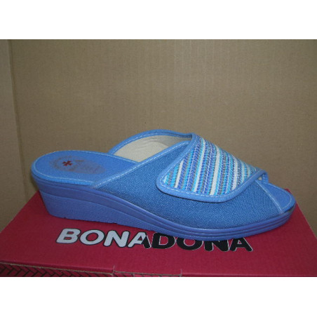 Chancla cuña alta 1 velcro tela trento