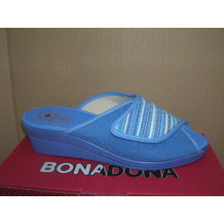 Chancla cuña alta 1 velcro tela trento