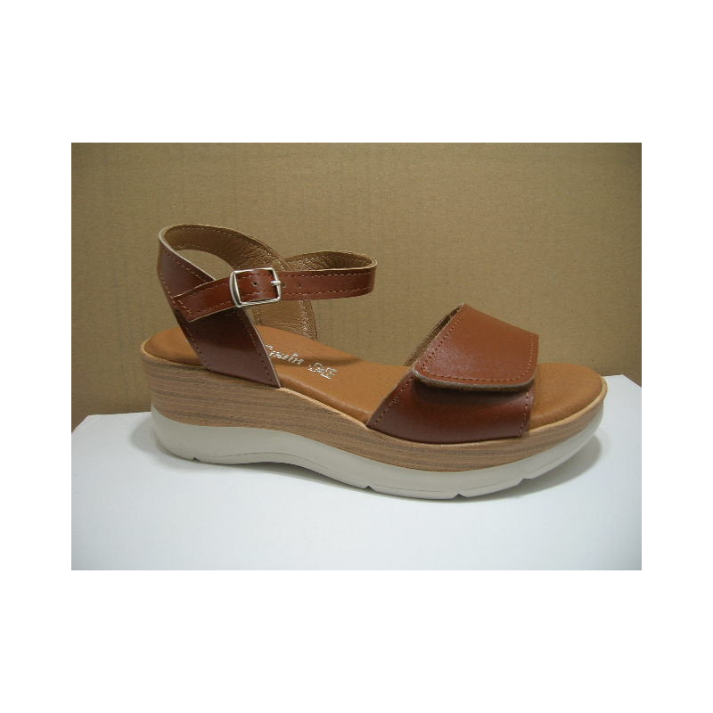 Sand mujer piel pala 1 velcro ancho cuña