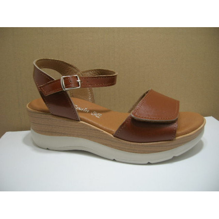 Sand mujer piel pala 1 velcro ancho cuña