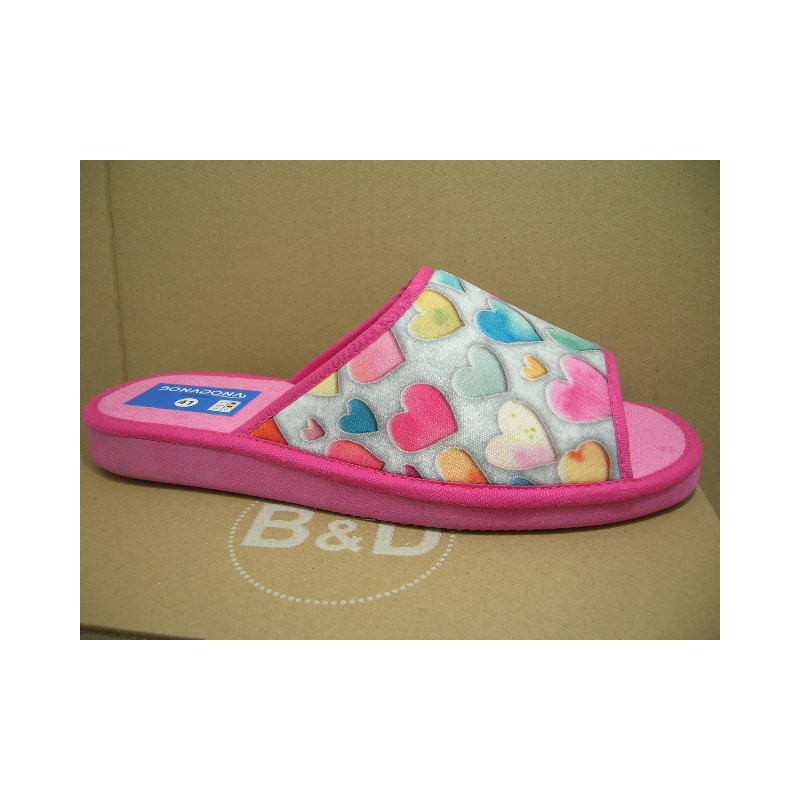 Chancla lona estapado corazones micropor