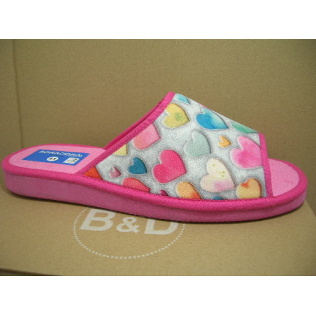 Chancla lona estapado corazones micropor