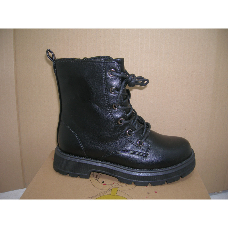 Bota napa militar cremallera cordon