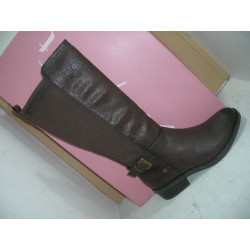 Bota mujer plana caña alta media elastic