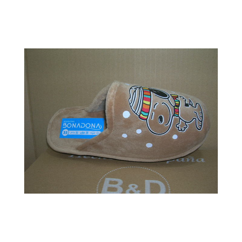 Chinela mujer micro Snopy con gorro